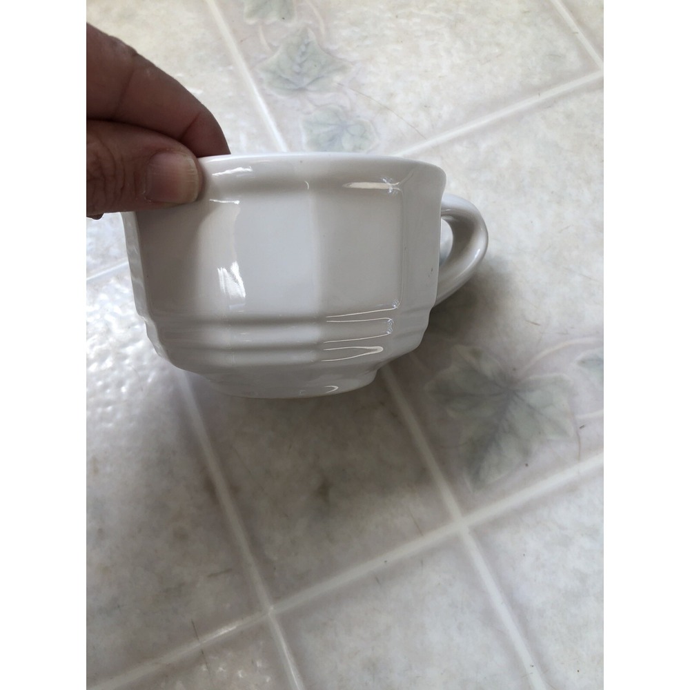 Pfaltzgraff Heritage White Coffee Cups Vintage Embossed Backstamp Low wide Mouth